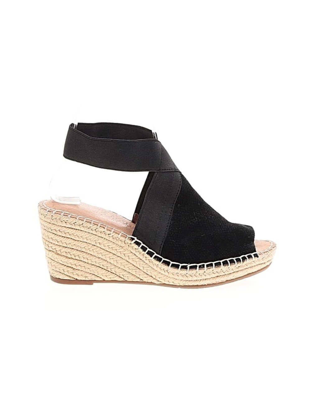 Gentle Souls Colleen Black Espadrille Wedge Sandal with Ankle Strap Size 7.5